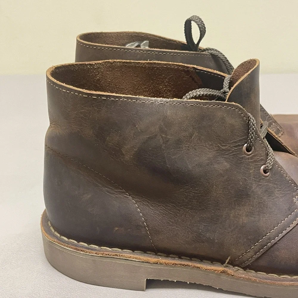Clark Bushacre 2 Desert Chukka Boots‎ Men 10 Beeswax Brown Leather Lace Up Shoes